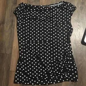 Black With White Polka Dots Women Top